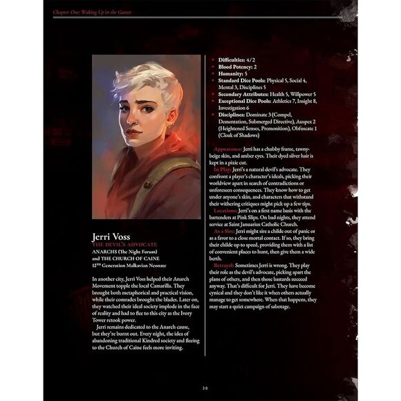 Renegade Game Studios: Vampire The Masquerade 5th Edition RPG: The Crimson Gutter - Chronicle Book, Hardcover RPG Book, 5d Roleplaying Game, Ages 18+